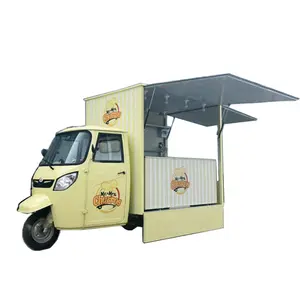 푸드 트럭 구매 새로운 디자인 미니 푸드 트럭 3 휠러 오토바이 전기 Piaggio Ape 및 트럭 캐빈과 함께 최고의 시간