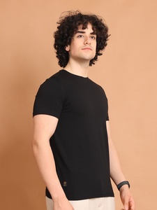T-shirt à manches courtes à col rond de qualité supérieure basique extensible confortable polyvalent essentiel pour tous les jours décontracté 100% coton - Product Image 5