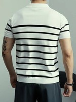 Camiseta de Hombre con Estampado Geométrico, Tejida, de Manga Corta, Transpirable, Elástica, para Golf, Casual, Lavable a Máquina, para Verano y Primavera, 180g