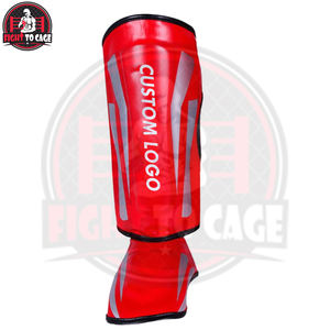 Espinilleras Rojas para Entrenamiento de MMA y Boxeo - Cierre de Velcro de Cuero, Absorción de Impactos, Ligeras, Duraderas, Equipo de Protección - Product Image 4