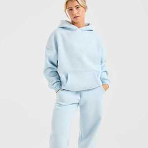 Sweat à capuche oversize classique en maille imprimée bleu pastel pour femme, anti-boulochage, respirant, idéal pour le sport – Nouvelle collection hiver 2026, best-seller - Product Image 6