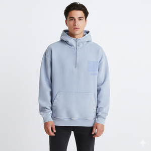 Sudadera con Capucha Unisex de Algodón Grueso, Estilo Vintage, Lavado Ácido, Estilo Urbano, Media Cremallera, Personalizable, Invierno, Y2K, 460GSM, Venta al Por Mayor - Product Image 1