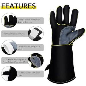 Mejor logotipo personalizado impreso ropa de trabajo guantes de soldadura de cuero Anti-Corte Metal fundido protección contra salpicaduras para soldadura - Product Image 2