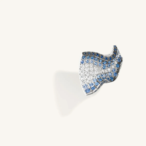 Anillo Moderno de Platino con Zafiro Azul en Pavé, Diseño Geométrico, Joyería de Diseño - Product Image 2