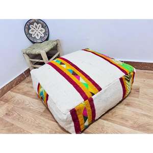 <b>Moroccan</b> <b>Leather</b> Pouf Handmade Ottoman Footstool Traditional Handcrafted <b>Pouffe</b> Home Decor Boho Ottoman Seat Living Roo - Product Image 1