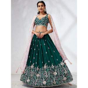 Trendmalls Lehenga Choli pour femme, coupe trapèze, imprimé floral, dupatta en mousseline, broderie en satin, écologique, taille naturelle, respirant - Product Image 2