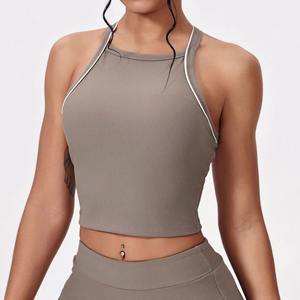 Camiseta sin Mangas para Yoga, Cuello en U, Estilo Casual, Color Sólido para Mujer - Product Image 1