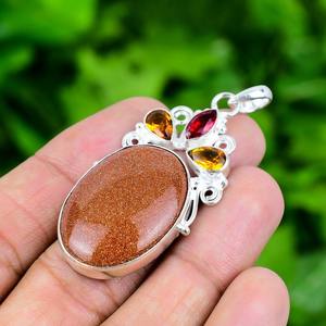 Bijoux en pierre de soleil pour femmes, pendentif en argent de style bohème, bijoux en argent sterling 925, pendentif tendance fait à la main, cadeau pour maman - Product Image 4