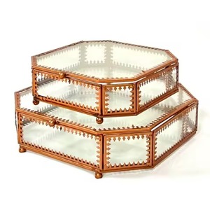 Boîte à bijoux en verre avec cadre doré de dernière génération, boîte organisatrice de bijoux de forme et de taille nouvelles, faite à la main pour femmes - Product Image 5