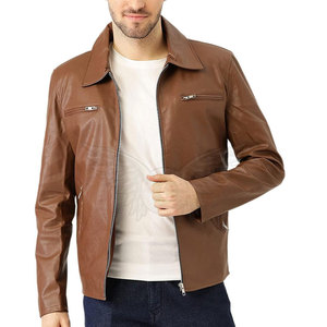 Veste en cuir à fermeture éclair à la mode de nouveau style Veste en cuir à la mode pour hommes de haute qualité à prix bon marché - Product Image 1