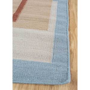 พรมขนสัตว์ทอมือสีน้ำเงินลายเพชรแบบนามธรรมทรงสี่เหลี่ยมผืนผ้า รุ่น ADWP-13034 สำหรับห้องนอน ห้องนั่งเล่น สไตล์ลายตารางหมากรุกสำหรับตกแต่งบ้าน - Product Image 4