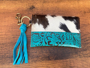 Nueva llegada única de piel en relieve estampado de piel tarjeta monedero cartera rectángulo titular de la tarjeta de crédito monedero con borla llaveros - Product Image 5