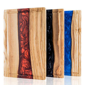 Planche à découper en bois faite à la main motif de rivière bleu clair Durable facile à nettoyer pour trancher les légumes Fruits boulangerie utiliser maison hôtel - Product Image 4