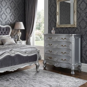 Commode haute de luxe en argent style français, ensembles de chambre à coucher, commode en bois pour mobilier antique de maison et d'hôtel - Product Image 1