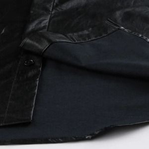 Plus Size Men's High Street Fashion Casual Leather Shirt <b>Stand</b> Collar Slim Fit Long Sleeve Breathable Waterproof - Product Image 3