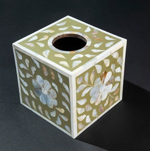 Couvercle de boîte à mouchoirs en incrustation d'os à motif feuillu fait à la main en incrustation d'os rouge porte-serviettes décoratif - Product Image 3