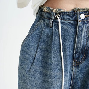 Vente flash Jeans baggy surdimensionnés pour femmes à taille haute personnalisés en denim bleu délavé Mode décontractée Jeans amples à vendre - Product Image 6
