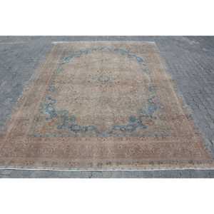 Turkish 9.1x12.4 ft Rug, Oversize Vintage Rug, <b>Brown</b> Southwestern <b>Wool</b> Rug - Product Image 1