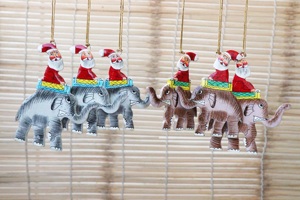 Santa Paper Mache Christmas Ornaments Tree Decoration Three Pieces Sets - Product Image 3