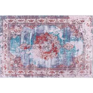 Netline Home Painted Medallion Indigo Blue Traditional <b>Washable</b> <b>Rug</b> - Product Image 1
