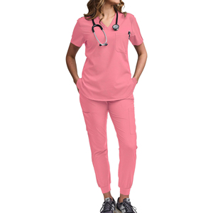 Trajes médicos de secado rápido de manga corta para mujer de alta calidad, tela de poliéster tejida, uniforme de Hospital transpirable para ropa de trabajo - Product Image 1