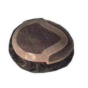 Perruque Taz Hair BD en cheveux humains, ondulée, prothèse, 100% cheveux chinois Remy, toupet à dentelle frontale avec base mono - Product Image 6