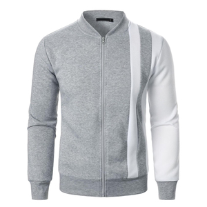 Men's Trendy High Street <b>Grey</b> and White Color Bomber <b>Jacket</b> Full Zip Stand Collar Front Logo Winter Outerwear Stylish - Product Image 1