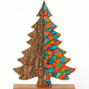 Vente chaude Bois et Coloré Puzzle Arbre Sculpture Unique Artistique Décor À La Maison Premium Cadeau avec Base En Bois - Product Image 1