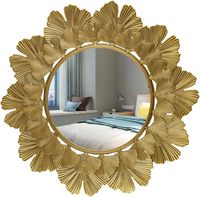 Miroir mural en métal avec feuilles dorées rustiques pour salon et couloir, miroir décoratif design pour cadeau de mariage