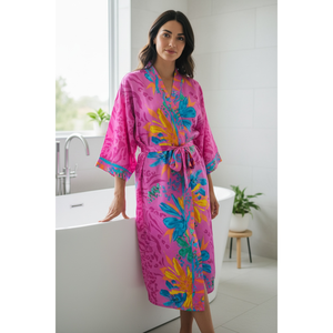 Recycled Silk Sari Women's Boho Chic Vintage <b>Beach</b> Cover Dress Robe for Resort Wear Gypsy House <b>Kimono</b> for Lounge Swimsuit Up's - Product Image 1