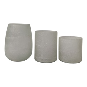 Vasos de vidrio de vela de alta calidad para el hogar y el jardín blancos transparentes únicos, linternas y tarros con trabajo de mosaico hecho a mano en la India - Product Image 2