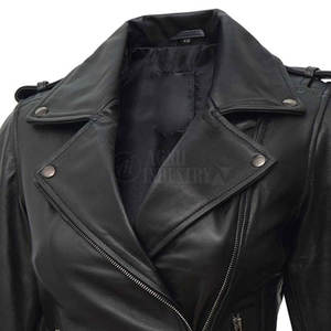 Veste en cuir pour femme, tricotée pour l'hiver, avec design et logo personnalisés, couleur noire, prix de gros, grandes tailles - Product Image 5