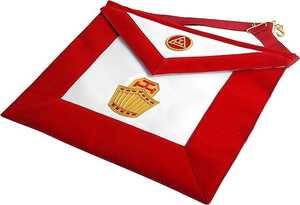 Delantal de Lujo para Capítulo de Arco Real de Sacerdote Alto, Terciopelo Rojo y Bordado Dorado, Instrucciones de Lavado a Máquina - Product Image 2