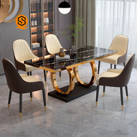 Ensemble table à manger rectangulaire de luxe avec 6 chaises Table à manger Table à manger en marbre pour la maison