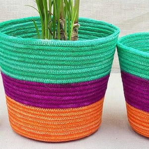Eco friendly Jute Cotton Rope Woven <b>Storage</b> <b>Basket</b> Foreign Trade Straw <b>Basket</b> <b>Large</b> Plant <b>Basket</b> Made in Bangladesh - Product Image 1