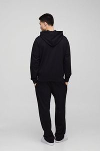 OEM ODM High Quality Unisex Cotton Fleece Tracksuit Plus Size Black Oversize Hoodie <b>Sweatpants</b> Set with Custom Logo - Product Image 3