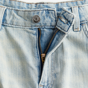 กางเกงขาสั้นผ้ายีนส์เอวสูงลำลองมีสไตล์ใส่สบายตกแต่งโลโก้กางเกงขาสั้นตาข่ายทำจากปากีสถาน - Product Image 3