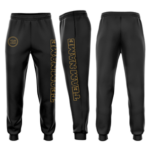 Pantalones de chándal personalizados de vellón negro y dorado, pantalones de chándal lavados de secado rápido para hombre, cintura elástica con puños acanalados y bolsillos - Product Image 5