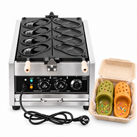 Gaufrier électrique commercial antiadhésif 4 cavités en forme de pantoufle 3000W pour marché nocturne, restauration de rue et usage professionnel des petites entreprises