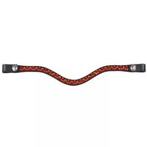 Bandeau de tête pour cheval en cuir anglais, durable et facile à utiliser, avec cristaux de luxe, strass et chaîne thermocollée - Product Image 2