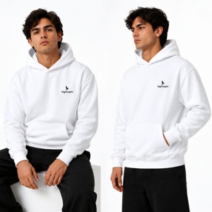 Sudadera con Capucha Blanca Lisa 2026, con Logotipo Bordado Personalizado en el Pecho, Sudadera de Alta Calidad, 100% Algodón Felpa, para Hombre - Product Image 6
