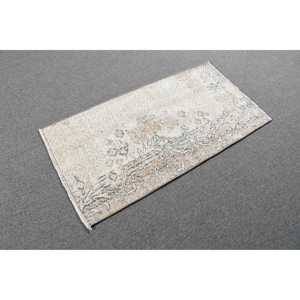 Petit tapis turc 1,6x3,2 pi (49x97 cm), tapis vintage à imprimé animal blanc - Product Image 4