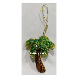 Forme d'arbre à la main doré Zari broderie noël suspendus ornement tissu matériel Multi couleur et perlé travail pour la décoration intérieure - Product Image 1