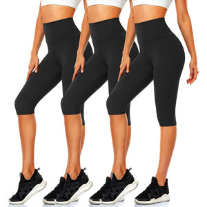 High-Performance Women's Yoga <b>Leggings</b> <b>Knee</b>-<b>Length</b> with Stylish Crossover Waist Elastic for Supportive Fit - Product Image 1