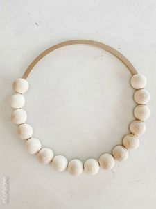 Wood Bead Floral Wreath Decorative <b>Wooden</b> Bead Wreath for Home Living Room Elegant Wood Bead Craft Boho Style Wall Decor Piece - Product Image 4