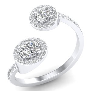 Anillo Ajustable de Oro Sólido de 14K con Moissanita de Corte Redondo de 0.81 Quilates, Diseño Original REYES, para Mujer, Perfecto para Propuestas de Matrimonio - Product Image 1