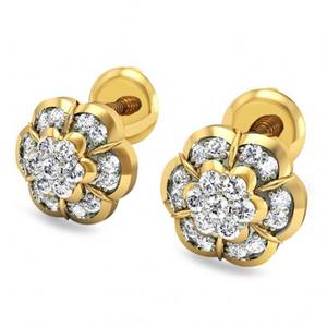 Dazzling Floral Diamond Stud Earring's 14K 18K Oro amarillo con certificado Lab Grown Joyería hecha a mano para mujer Wedding - DS0571 - Product Image 2