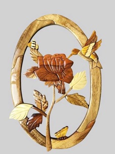 Tropical Vietnam Durable Painted Wooden <b>Wall</b> Hanging Door Plaques Intarsia Woodworking Name <b>Sign</b> Hawaii Tropical Pattern SAFIMEX - Product Image 1