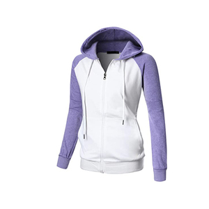 Unisex Hooded <b>Zip</b>-<b>Up</b> Sweatshirt Raglan Sleeve <b>White</b> Purple Solid Color Casual Regular Fit Breathable French Terry Autumn Knitted - Product Image 1