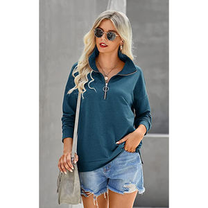 Top qualité QuaterZipper sweat femmes demi fermeture éclair pull américain surdimensionné à capuche Style Streetwear sweat - Product Image 3